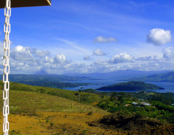 The property has extraordinary views of the volcano and lake.