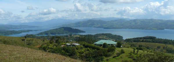 The home sits on a promontory with a beautiful long view of the lake and volcano.