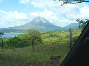 This view of the volcano is taken from our car on the road above El Castillo and almost to the house.