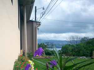 The home has a lake view.