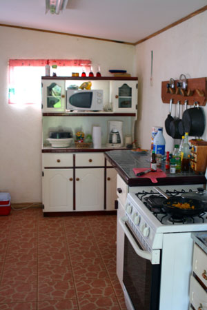 The kitchen is fairly large and well equipped.