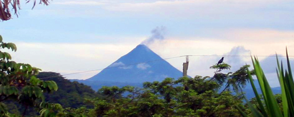 The rental suite on the second floor has this fine view of Arenal Volcano.