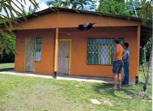 The house is in the village of Rio Celeste just off the paved road between La Fortuna and Upala. 