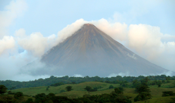 Arenal Volcano was captured near sunset from this home.