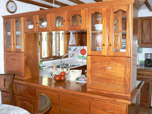 The handsome cabinets provide plenty of storage and display space.