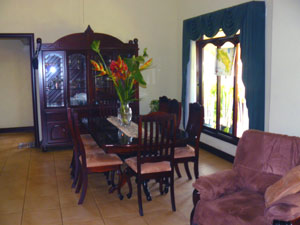 The dining area has large etched-glass windows also.