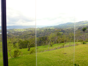 This i a view from the glass room on a day when the volcan is bscured by clouds. 