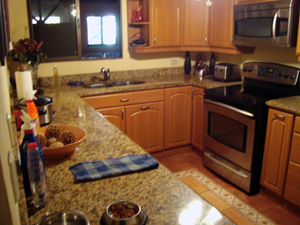 The kitchen has been completely remodeled and contains expensive appliances.