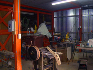 The workshop is wired for a variety of woodworking machinery.