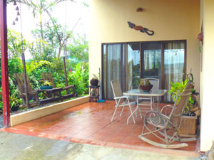 The front porch is a pleasant place from which to view the lake.