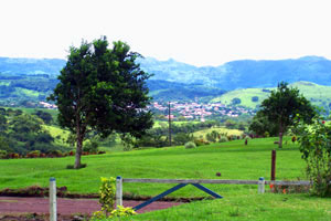 Tilaran, the hilltop town, is seen from a higher hill at La Tejona. 