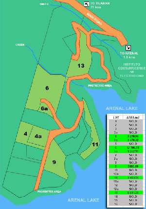 A map of the lots available in the community