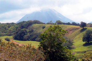 The view of Arenal is especially imposing from this site halfway up the lake's east shore. 