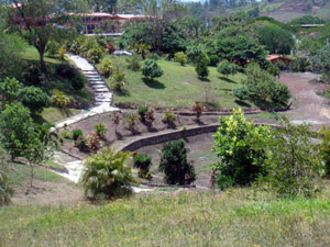 Here's part of the contouring and landscaping of the rsort with hotel in the distance.