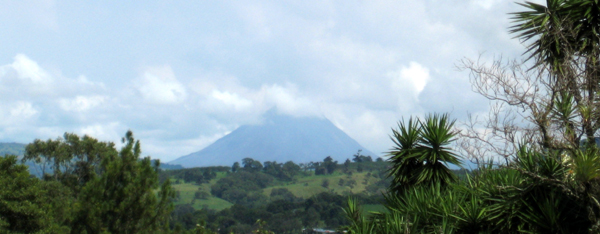 The large lot has excellent volcano views.