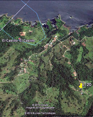 This Google Earth image shows the lot in relation to the village and the lake.