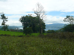 Looking over Tronadora to the west end of the lake, one can often see 3 dormant volcanos.