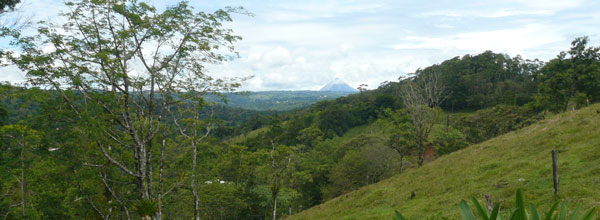 The panorama from this beautiful lot includes Arenal Volcano, in front of it Nuevo Arenal, and, closest, Aguacate village. 