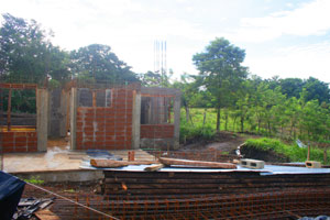 The developer is building a small house on one lot.