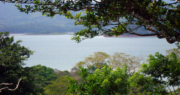 There is a view of Lake Arenal from the hilltop end of the lot.