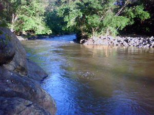 The Rio Canas flows placidly past the property before reaching a moderate rapids.