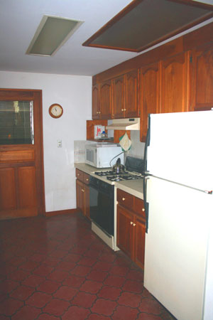 The kitchen is modern and up to date.