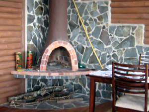 Tghere's a stone fireplace for cool or romantic evenings.