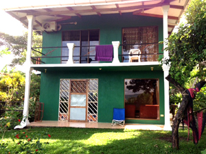 With two glassy levels, the house has very nice lake views. 