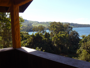 From the master suite's balcony, there is a great lake view.